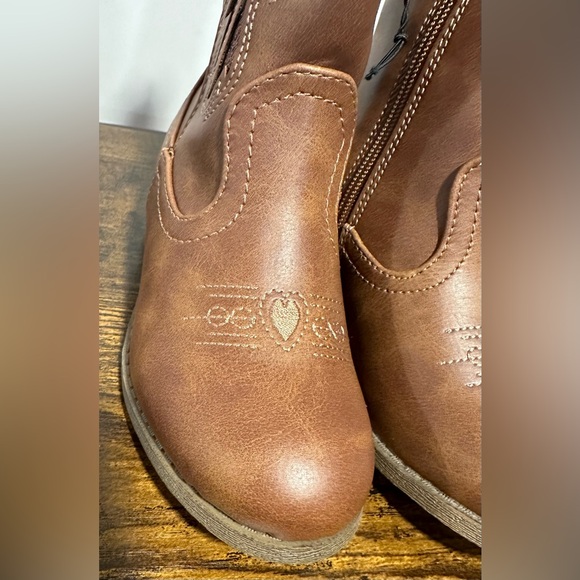 Pop Toddler/Little Girls Cognac Sanchee Block Heel Cowboy Boots NWT Various Size - Picture 8 of 10